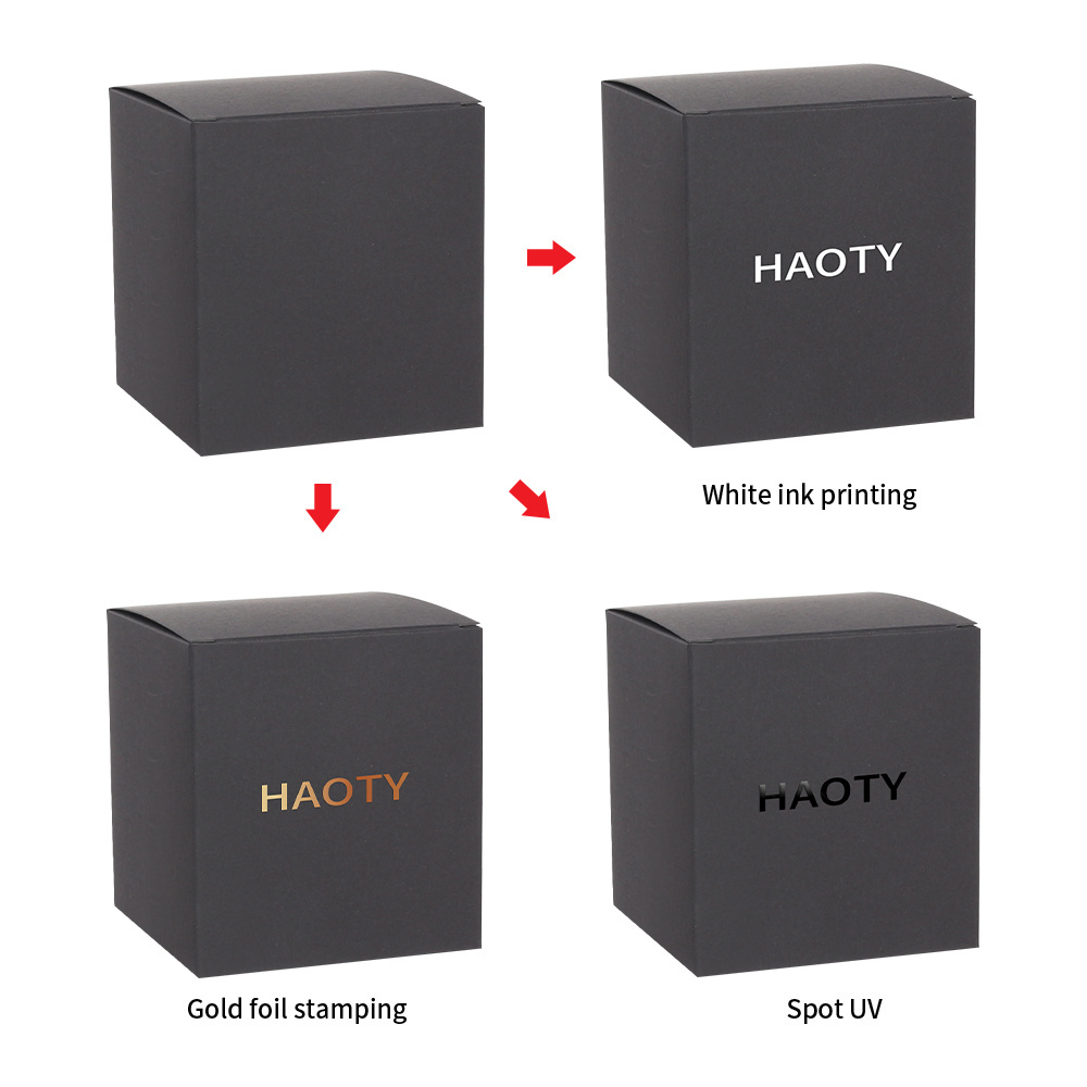 Fast Delivery Luxury black kraft paper Candle Box Packaging with hot stamp uv logo