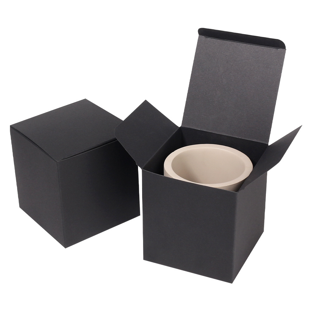 Fast Delivery Luxury black kraft paper Candle Box Packaging with hot stamp uv logo