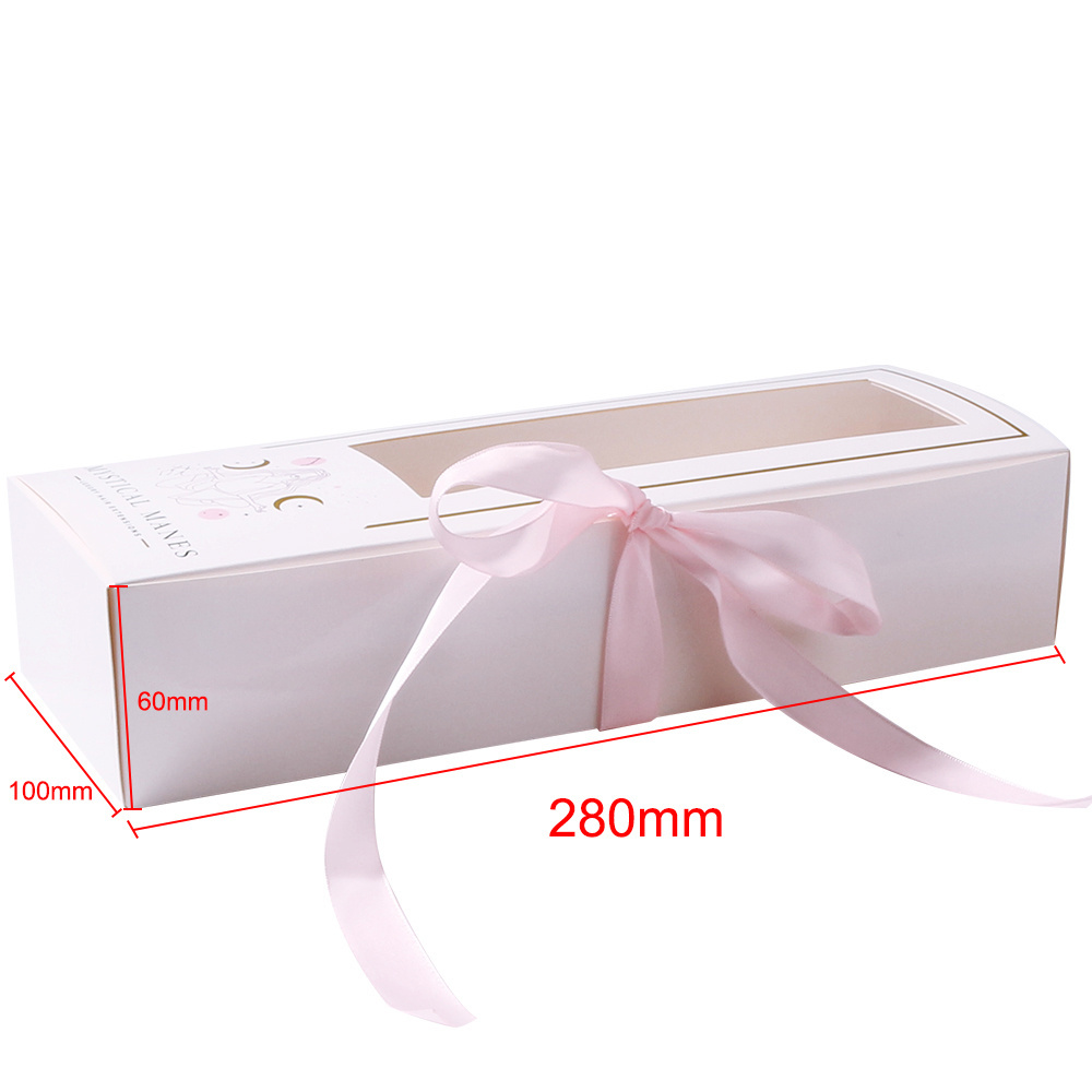 Custom Hair Packaging Extension Boxes White Luxury Wig Packaging Box with Bow