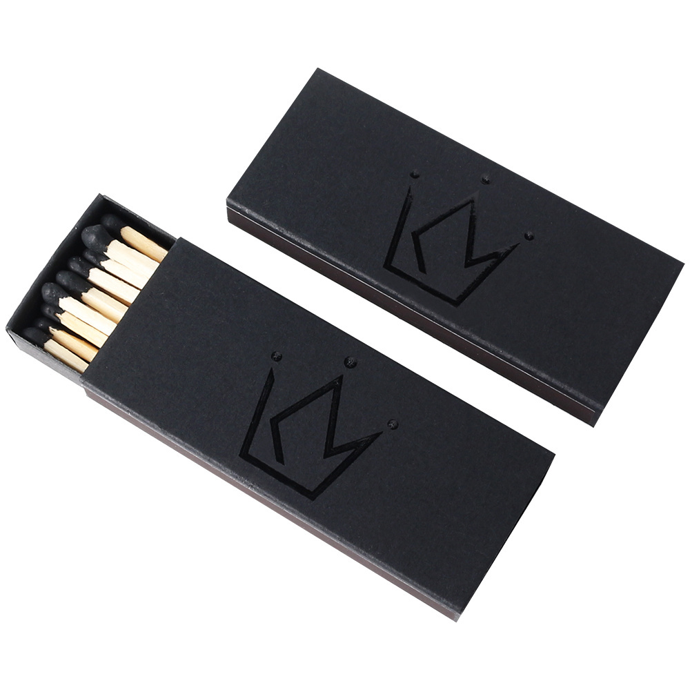 Match Outer Package Manufacturer Embossing Design Customizable Black Paper Packaging Candle Matchboxes