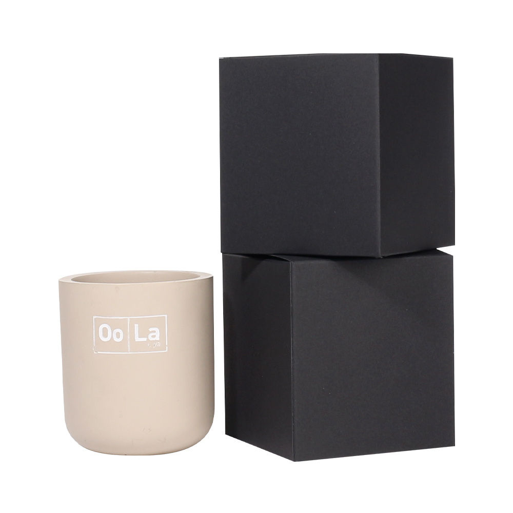 Fast Delivery Luxury black kraft paper Candle Box Packaging with hot stamp uv logo