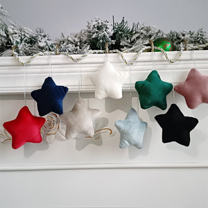 Wholesale Custom Christmas Pendant Stars Christmas Tree Decoration Velvet Stars Blank Monogram Tree Hanging Star