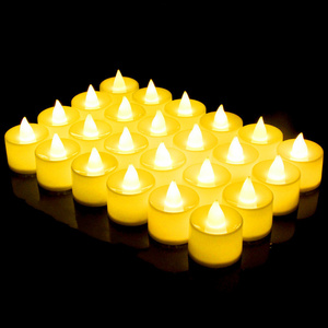 Battery Operated White Colorful Tealight Yellow Flicker Floating Flameless LED Round Heart Valentine's Small Electric Candles