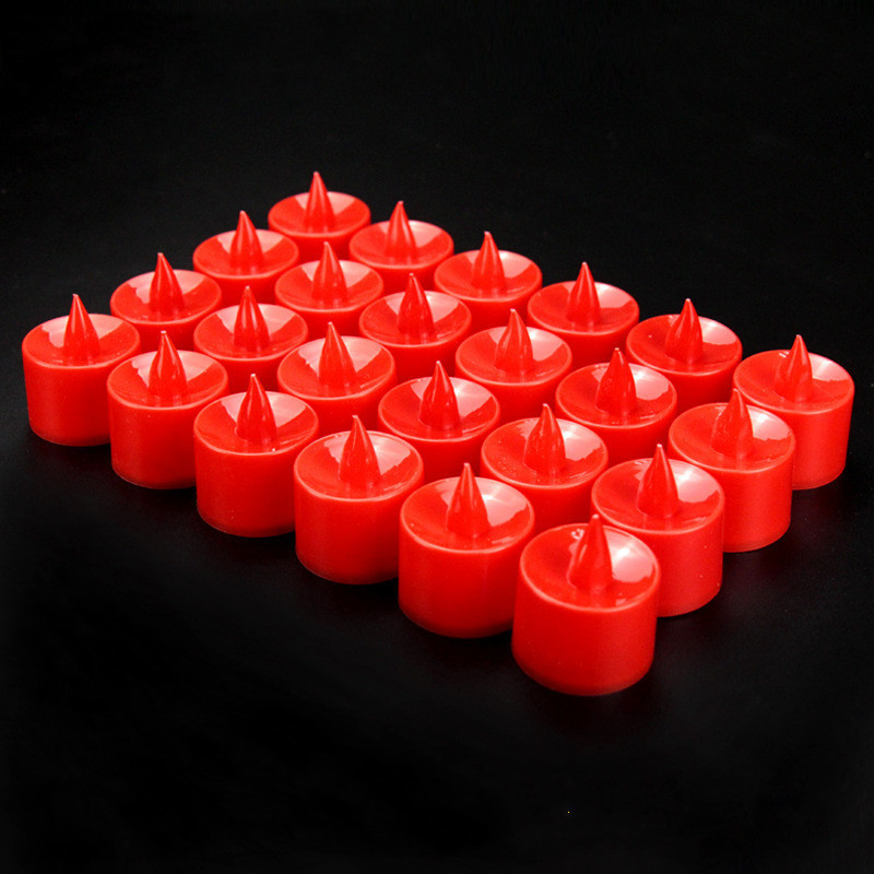 Battery Operated White Colorful Tealight Yellow Flicker Floating Flameless LED Round Heart Valentine's Small Electric Candles