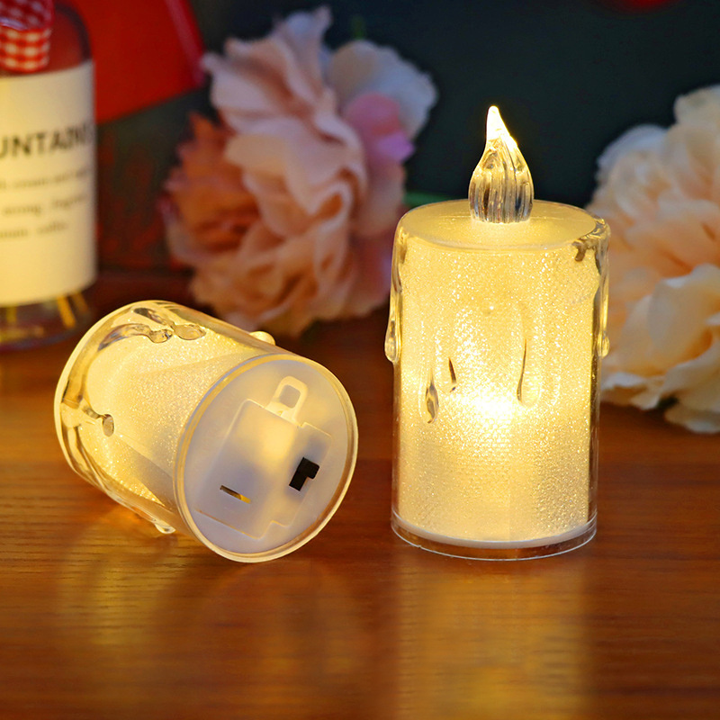 LED Mini Simulation Transparent Christmas Candle Light Crystal Candle Light Smokeless Tea Wax Romantic Birthday Candle