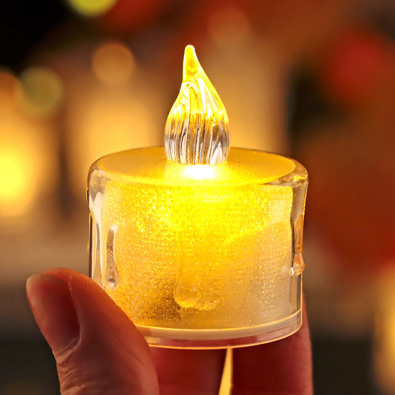 LED Mini Simulation Transparent Christmas Candle Light Crystal Candle Light Smokeless Tea Wax Romantic Birthday Candle