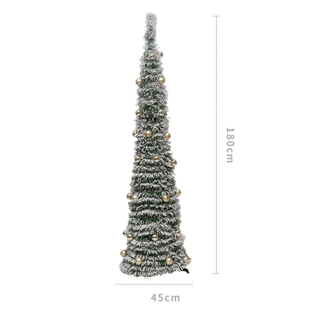 Popular 6 Ft Pop Up Pre Lit Snow Flocked Christmas Tree with Warm LED Light