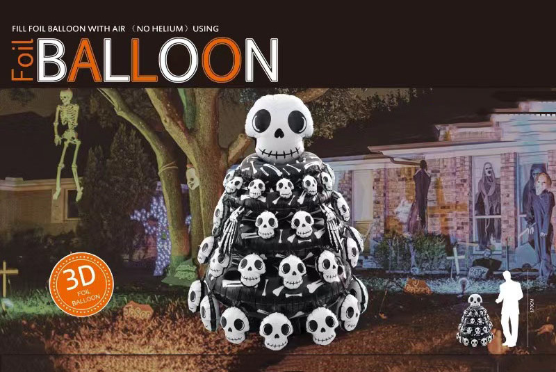 Hot-selling Halloween Large Standing Cartoon Decorative Coffin Ghost Pumpkin Bat Aluminum Film Balloon Party Decoration