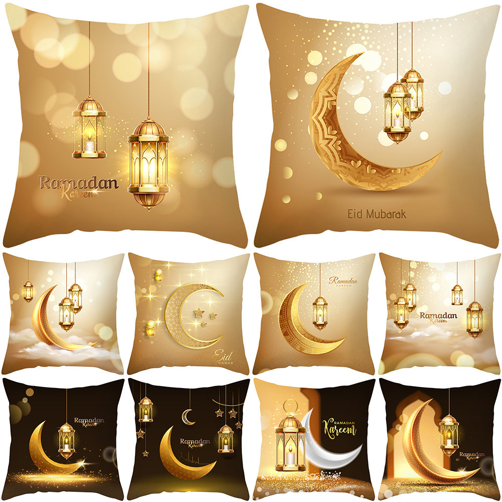 2023 Popular Eid Mubarak Pillow Case Ramadan Throw Pillow Cover Soft New Fashion Cushion Cover Eid Ramadan Decoration