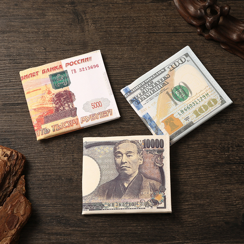 Foreign Currency Coins Dollar Europe America South Korea Creative Canvas Short Wallet Coin Wallet Gift Travel