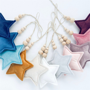 Wholesale Cheap Colorful Velvet Stars Christmas Decoration Ornament Custom Christmas Pendant Monogram Velvet Star Pendant