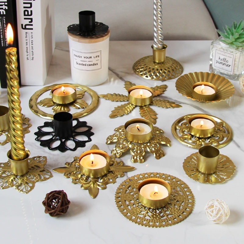 7/10/11/11.5cm Wedding Candle Holder Gold Metal Candle Stand Simple Candlestick Romance Table Decoration