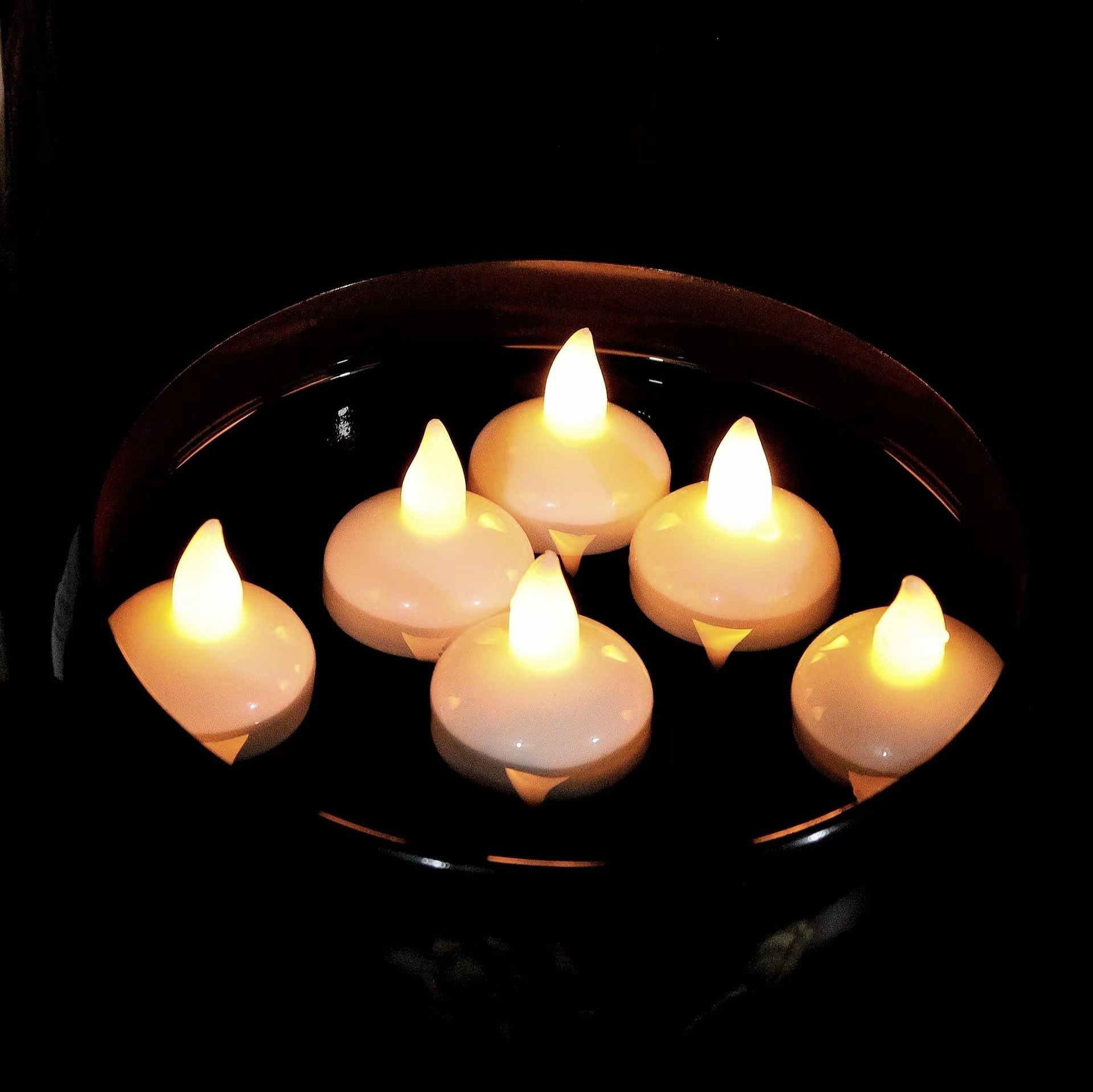 Waterproof 12 pcs Flameless Floating Candle, Christmas Battery Candle, Flickering Candles in Warm Yellow for Wedding, Par