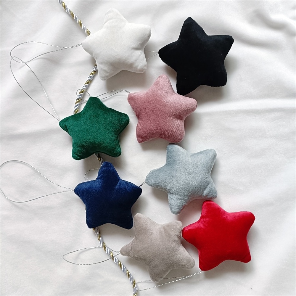 Wholesale Custom Christmas Pendant Stars Christmas Tree Decoration Velvet Stars Blank Monogram Tree Hanging Star