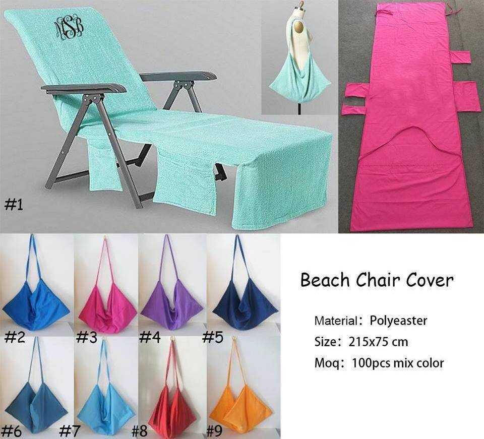 Monogram Custom Solid Color Chair Covers Holiday Personalised Quick Dry Sand Free Summer Microfiber Beach Chair Cover