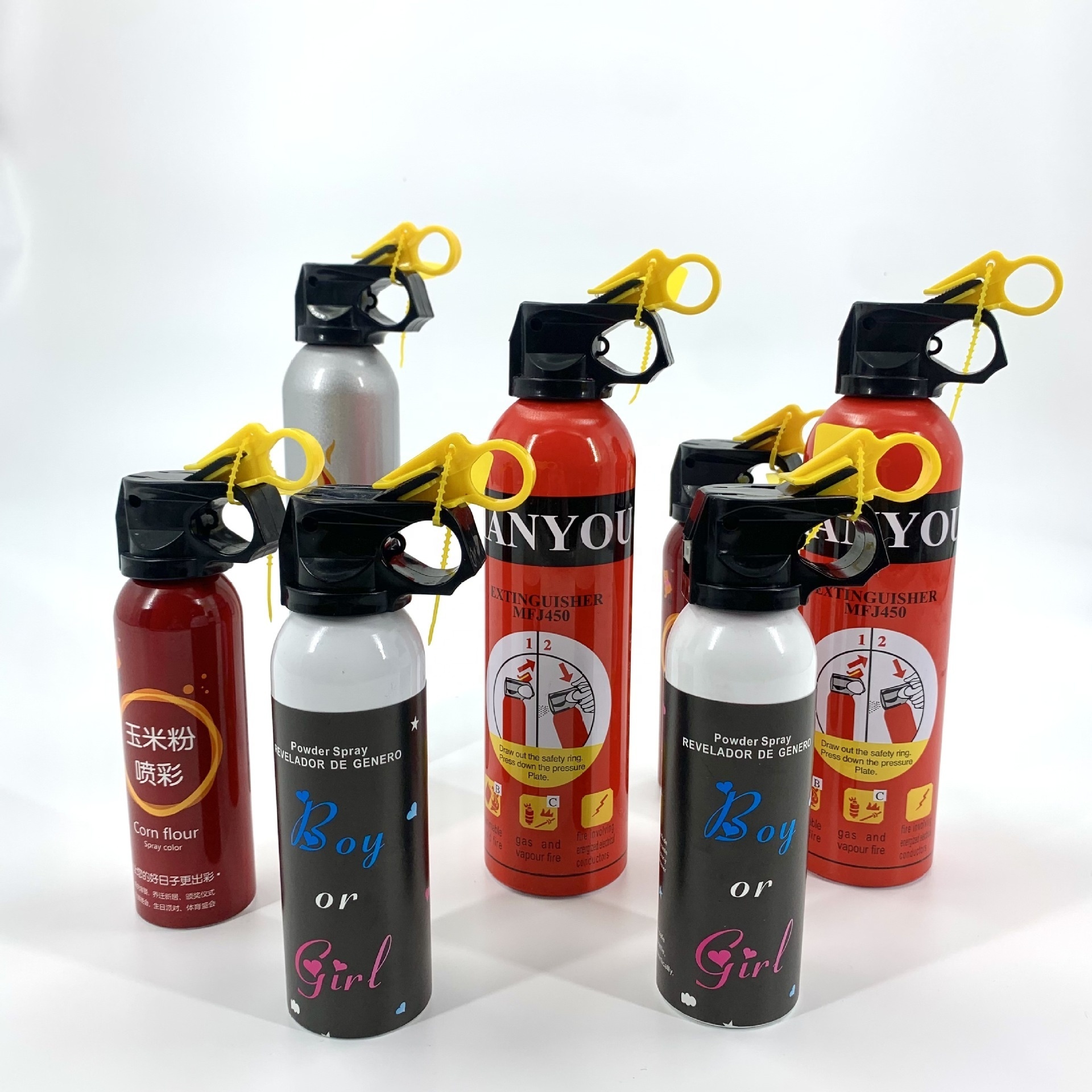 Custom Gender Reveal Fire Extinguisher Smoke Cannon Corn Powder Smoke Spray Gun Salute Fireworks party poppers