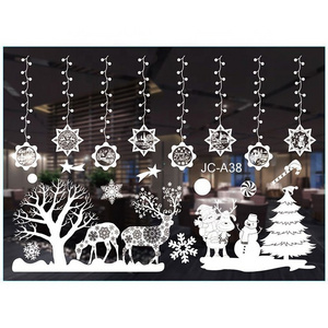 Christmas Window Decals Window Ornament Snowflake Deer Santa Claus Winter Wonderland Stickers For Home Decoration