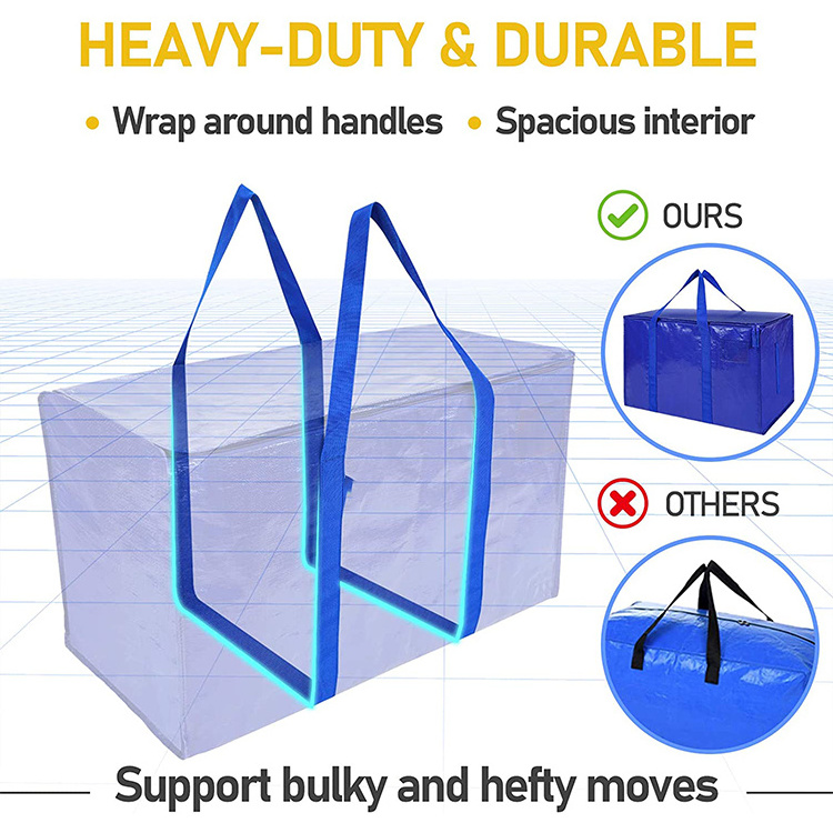 Large Moving Bags Closet Organizer for Blankets Storage Bags Heavy Duty PP Woven Moving Bags