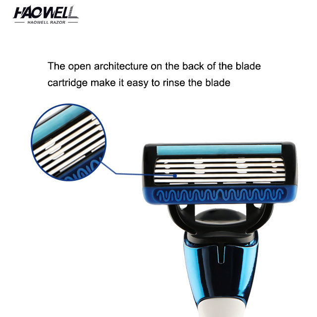 China Wholesale Five 5 layers men's disposable shaving razor blade with metal handle removable cartridge