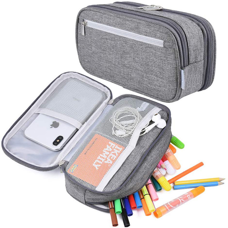 Large capacity multifunctional pencil case, three-layer pencil bag stationery box, primary school student pencil casestorage bag