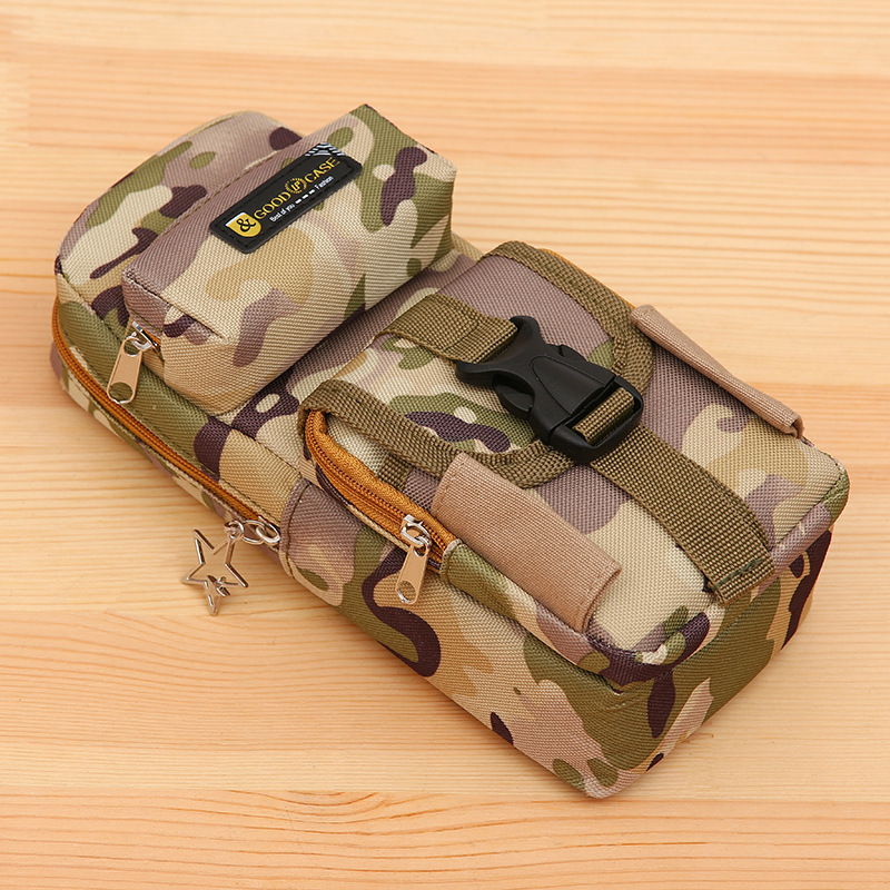 Camouflage zipper pencil case for male students, pencil case for children, multi-layer pencil case