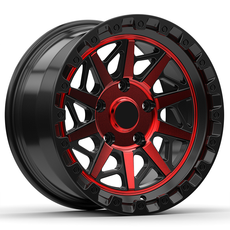 Hot sale Beadlock rims 4x4 5x139.7 Offroad wheels black and red forged rims for cars