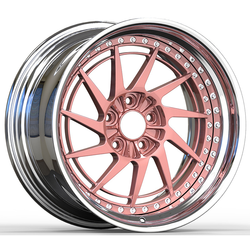 Car Wheels Rims Rose Gold 18 20 Polished Electroplating Aluminum Alloy CNC Chrome Passenger Car Modified Custom Logo Accepted