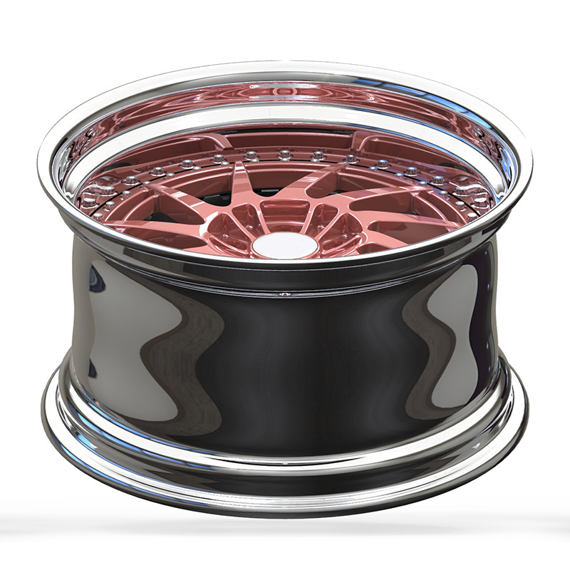 Car Wheels Rims Rose Gold 18 20 Polished Electroplating Aluminum Alloy CNC Chrome Passenger Car Modified Custom Logo Accepted