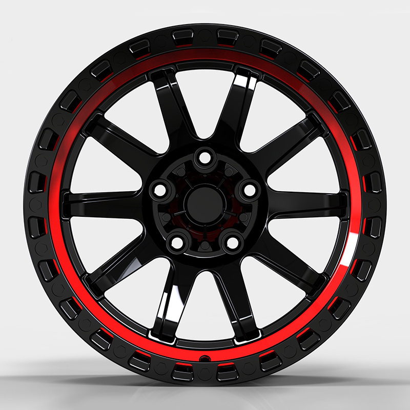 Hot sale Beadlock rims 4x4 5x139.7 Offroad wheels black and red forged rims for cars