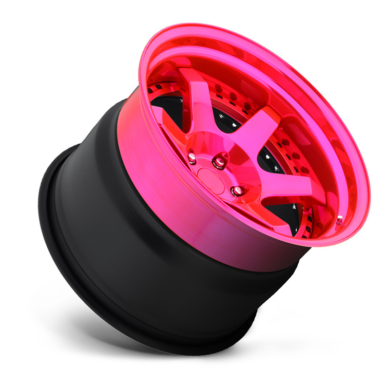 Custom Hot Pink Car Wheel 2 Piece 3 Piece Forged Wheels Rims For Luxury Cars 18 To 24 Inch