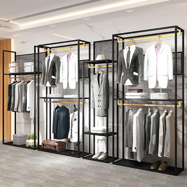 Wisda men commercial white shelf rack garment display rack for clothing store