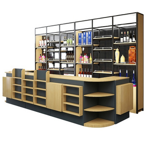 Wine cabinet modern wooden cash check out counter design fashion retail counter