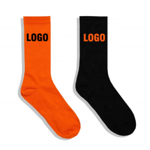 China Supplier OEM Print custom logo Sport Sock Logo Custom Embroidered Crew Socks