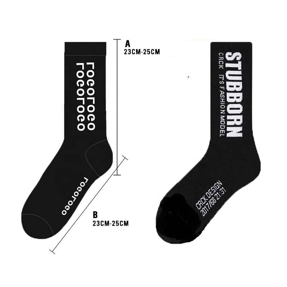 China Supplier OEM Print custom logo Sport Sock Logo Custom Embroidered Crew Socks