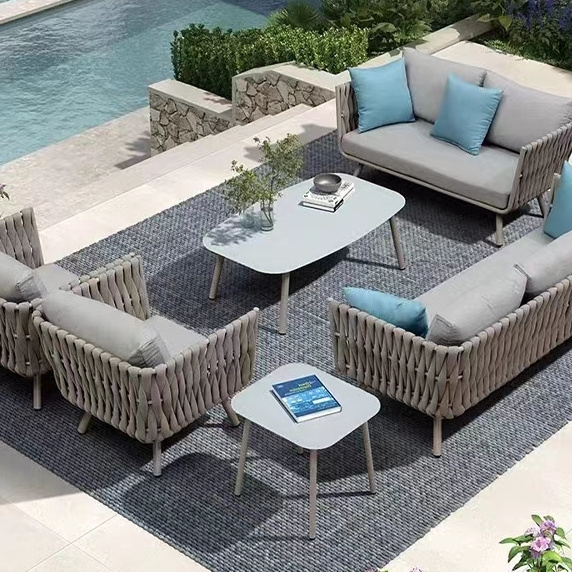 Patio Set Courtyard Garden Funiture Sectional Sofa Waterproof Fabric Outdoor Modern Patio Rattan Sofa