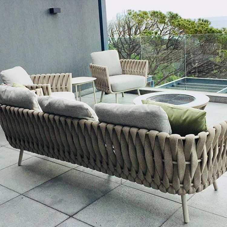 Patio Set Courtyard Garden Funiture Sectional Sofa Waterproof Fabric Outdoor Modern Patio Rattan Sofa