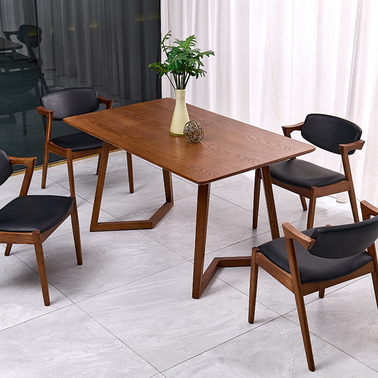 V-Shaped Feet Rectangular Dining Table Modern Furniture Breakfast Long Dining Table Set 6 Chairs