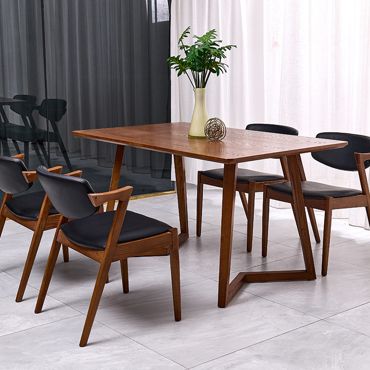 V-Shaped Feet Rectangular Dining Table Modern Furniture Breakfast Long Dining Table Set 6 Chairs