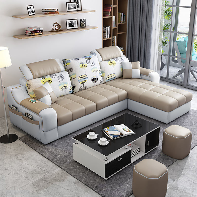 European Style L Shape Synthetic Leather Modular Combination Sofa Living Room Sofa couch bed sofa