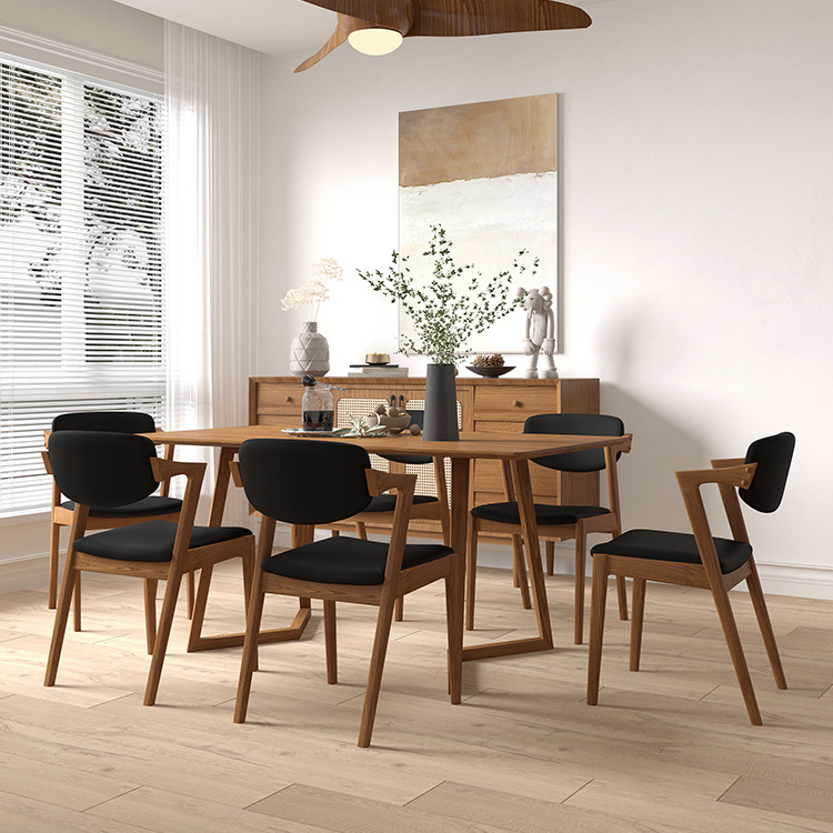 V-Shaped Feet Rectangular Dining Table Modern Furniture Breakfast Long Dining Table Set 6 Chairs