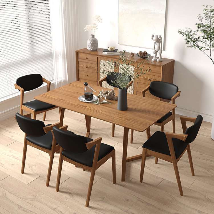 V-Shaped Feet Rectangular Dining Table Modern Furniture Breakfast Long Dining Table Set 6 Chairs