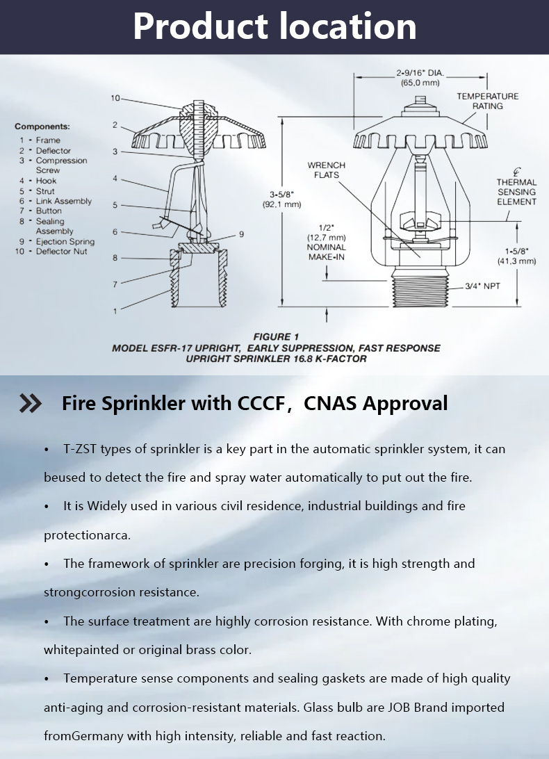 Factory direct supply fire sprinkler system fire sprinkler head price Fire Fighting Sprinkler