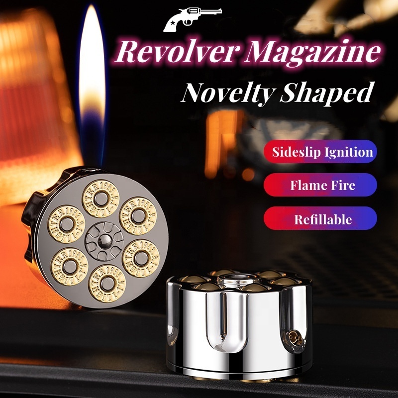 Newest Wholesale Novelty Gun Cartridge Shaped Gas Lighter,Creative Men Portable Gift Flame Refillable Cigarette Lighter