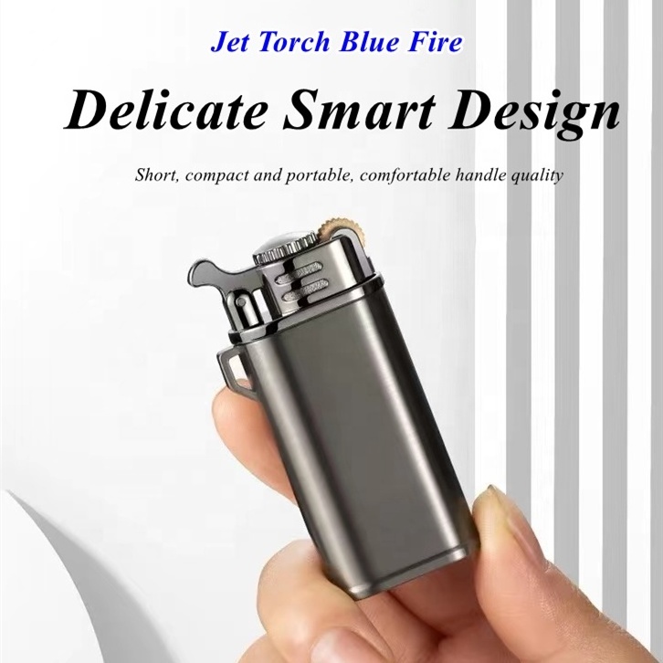 Custom Wholesale Jet Torch Flint Gas Lighter,Fashion Promotion Adjust Flame Size Windproof Refillable Butane Cigarette Lighter