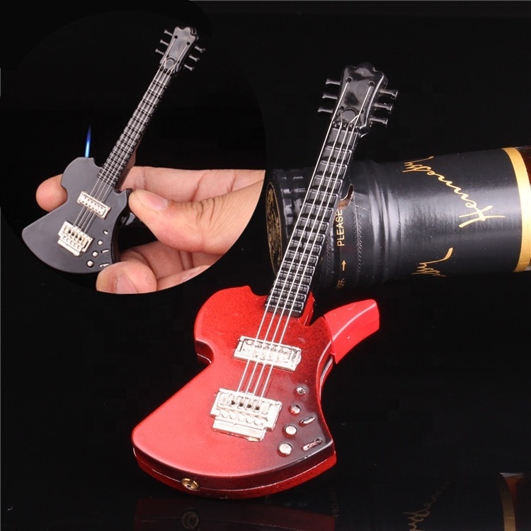 Wholesale Smart Custom Windproof Novelty Metal Cool Guitar Torch Lighter,Fashion Inflatable Butane Gas Cigarette Lighter