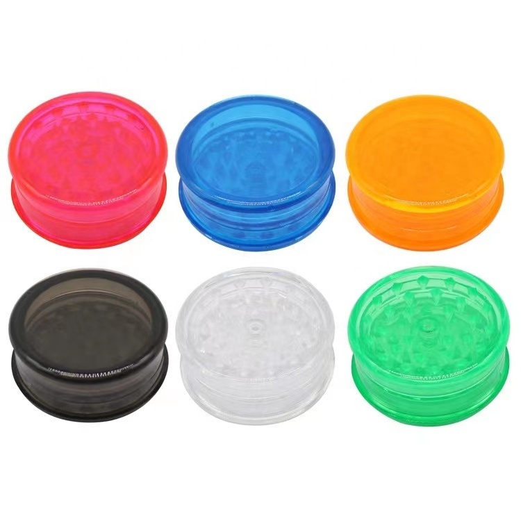 Factory Wholesale Cheap 60MM Round 3 Layers Plastic Grinder,Colorful Transparent Herb Grinder With 3 Parts Smoking Accessories