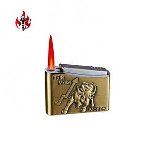 Custom Relief Red Flame Wholesale Retro Windproof Cigarette Lighter,Square Refill Butane Gas Torch Lighter Smoking Accessories