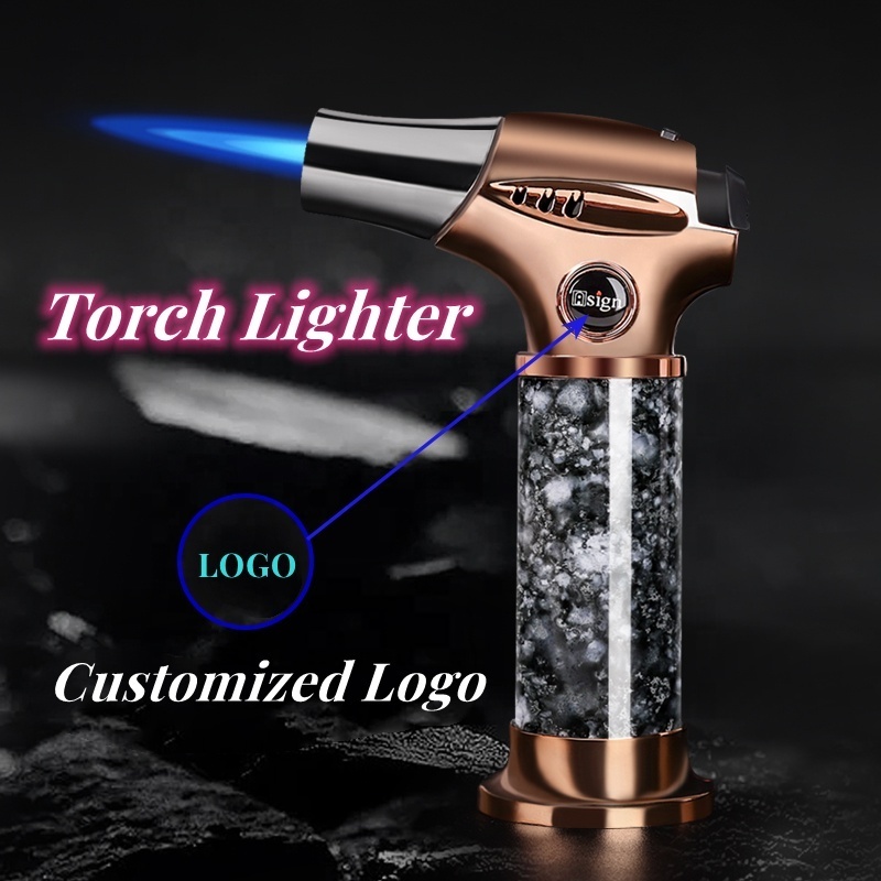 Wholesale Safe High Quality Blue Flame Gas Torch Lighter Gun Welding Cigar Lighter,BBQ Refillable Adjustable Cigar Lighter