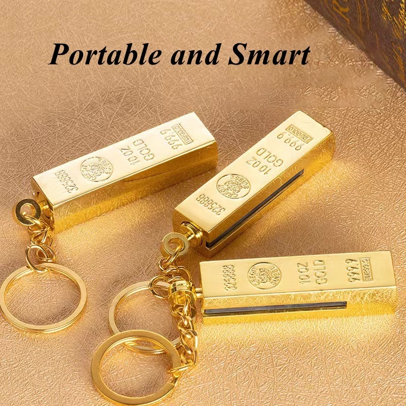 Mini Creative Gold Bars Match Oil Lighter,Portable Wholesale Refill Kerosene Flame Lighters With Keychain