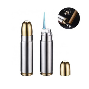 High-end Creative Big Bullet Table Lighter,Refillable Windproof Jet Torch Gas Lighter Smoking Accessories With Cigar Cutter